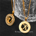 Bijoux de mode 18 kgold plaqués creux en alphabet rond alphabet